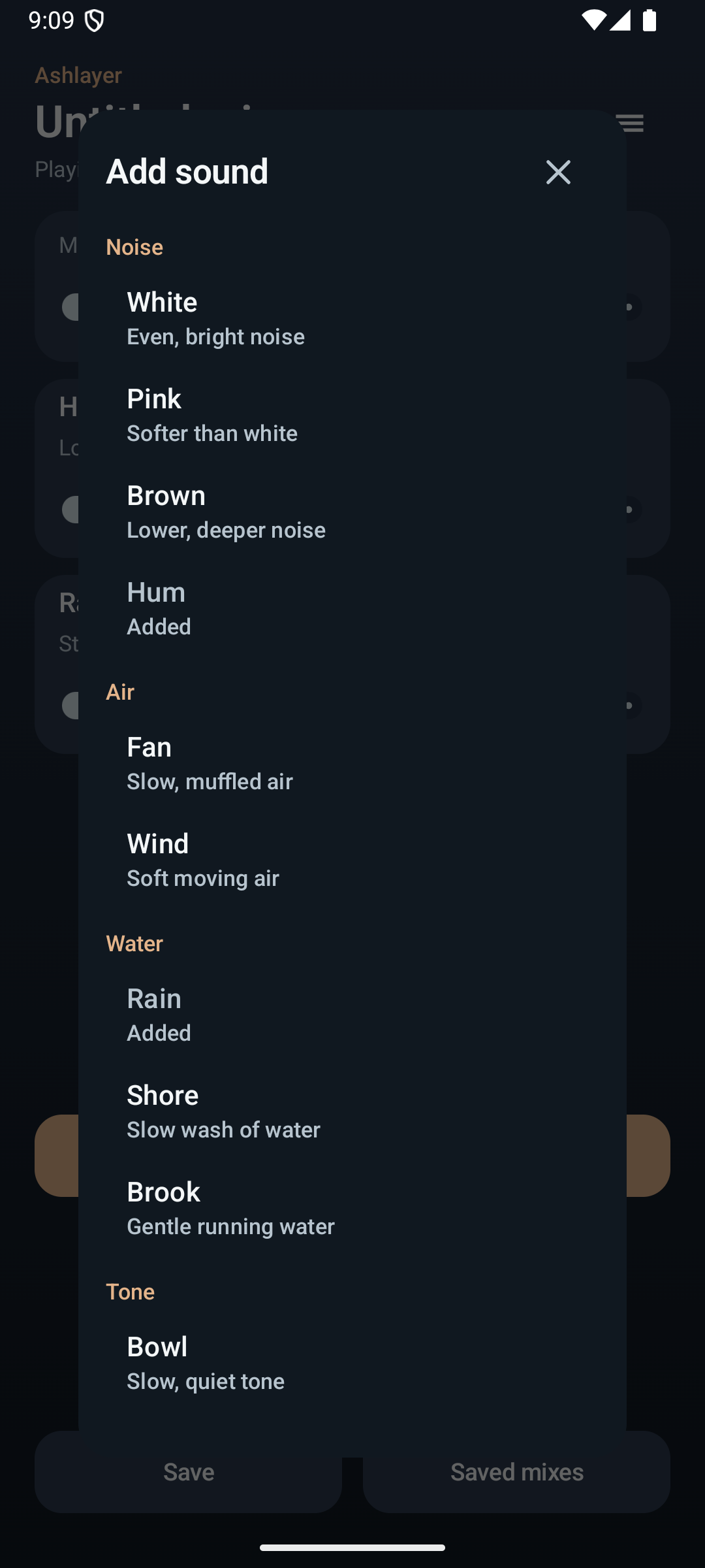 Ashlayer: Ambient Mixer — sounds
