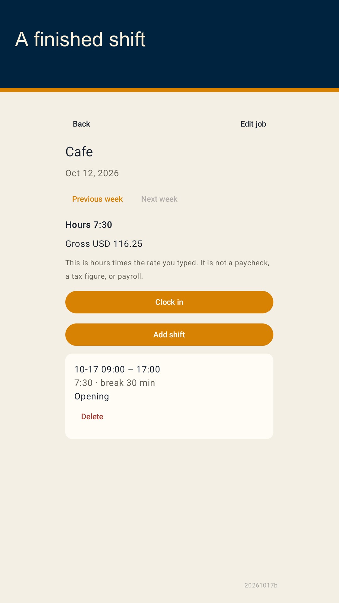 Shiftfold: Shift Hours — 2